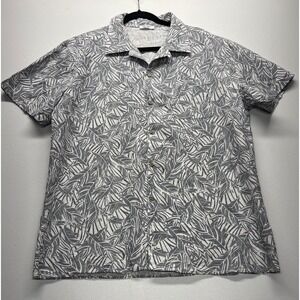 COOFANDY Men's Short Sleeve Tropical Leaf Print Button‎ Down Shirt Size L